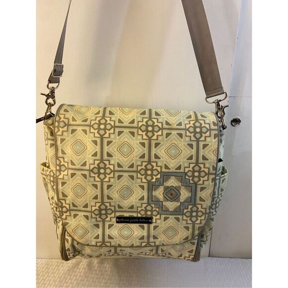 Petunia Pickle Bottom large backpack bag gray blue‎ 17x15\